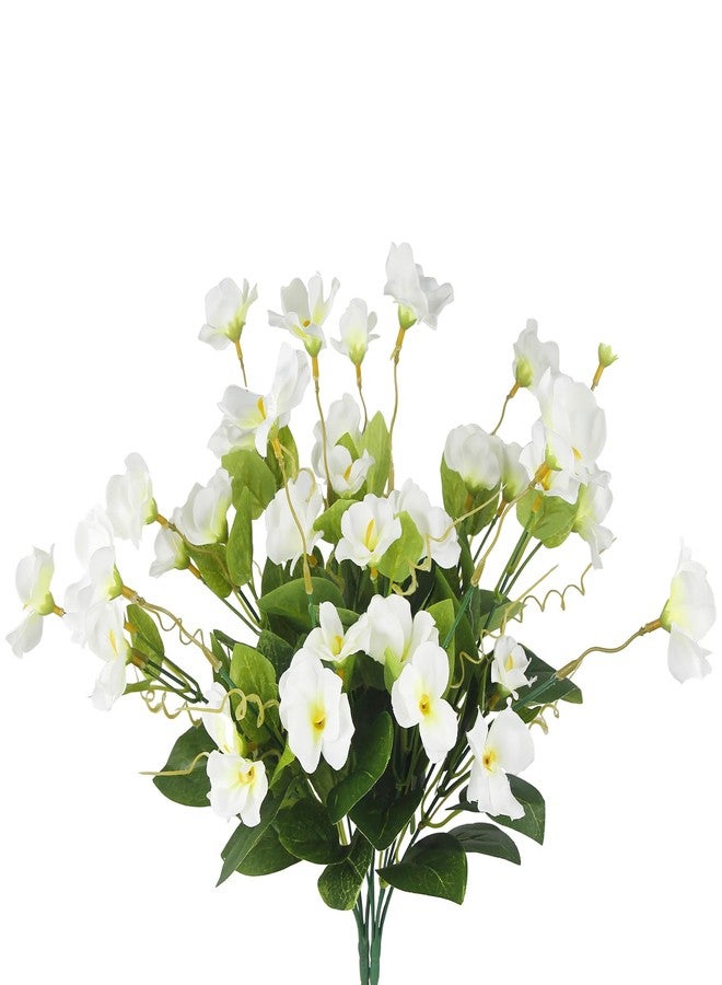 GhuaH 2 Pcs Artificial Flowers for Outdoors Hibiscus Faux Impatiens Outdoor Planters White Artificial Tropical Flowers Realistic UV Resistant Silk Flowers for Outside Front Porch Spring Summer Decor - Image 1