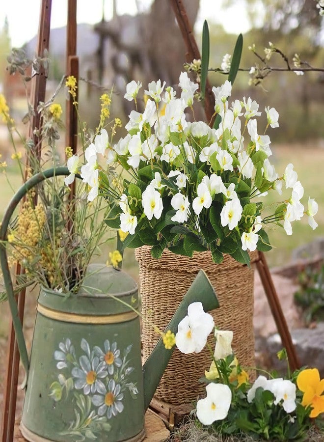 GhuaH 2 Pcs Artificial Flowers for Outdoors Hibiscus Faux Impatiens Outdoor Planters White Artificial Tropical Flowers Realistic UV Resistant Silk Flowers for Outside Front Porch Spring Summer Decor - Image 5