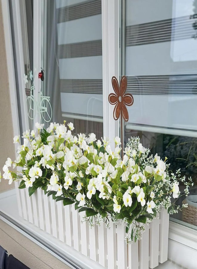 GhuaH 2 Pcs Artificial Flowers for Outdoors Hibiscus Faux Impatiens Outdoor Planters White Artificial Tropical Flowers Realistic UV Resistant Silk Flowers for Outside Front Porch Spring Summer Decor - Image 3