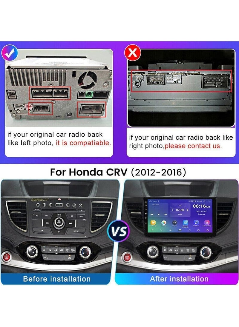 Vierex - Android Car Stereo Screen For Honda CRV Radio 2012 2013 2014 2015 2016 Support Apple Carplay Android Auto 4GB RAM Fast Interface Quick Boot GPS QLED Touch Screen DSP Bluetooth - Image 1