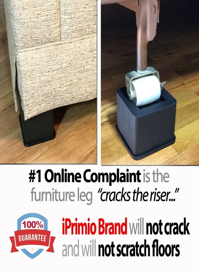 آي بريميو رافعات iPrimio شديدة التحمل - مربعة، ارتفاع 3 بوصات، عبوة من 4 قطع، تتحمل حتى 6800 رطل - رافعات أسرة، رافعات أثاث، غرف نوم - رافعات أسرة آمنة ومتينة لغرف النوم، الأرائك، الطاولات، رافعات المكاتب - Image 3