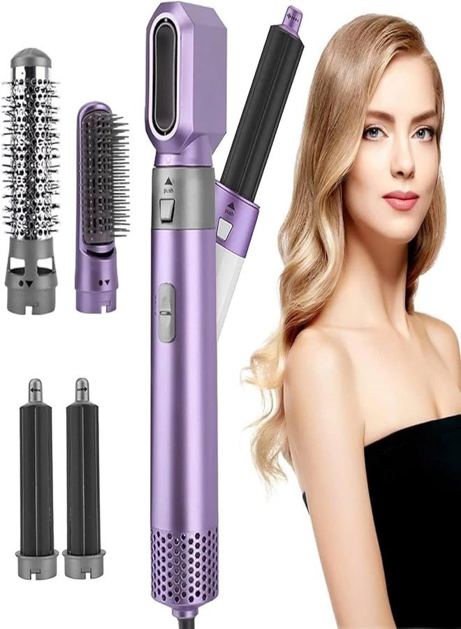 Drumstone (𝗦𝗽𝗲𝗰𝗶𝗮𝗹 𝟭𝟱 𝗬𝗲𝗮𝗿𝘀 𝗪𝗮𝗿𝗿𝗮𝗻𝘁𝘆) 5 In 1 Hot Air Hair Styler with Air Wrap Volumizing Straightening Curling Adjustable Heat Lightweight Design for Home Travel Salon Styling - Violet - Image 2