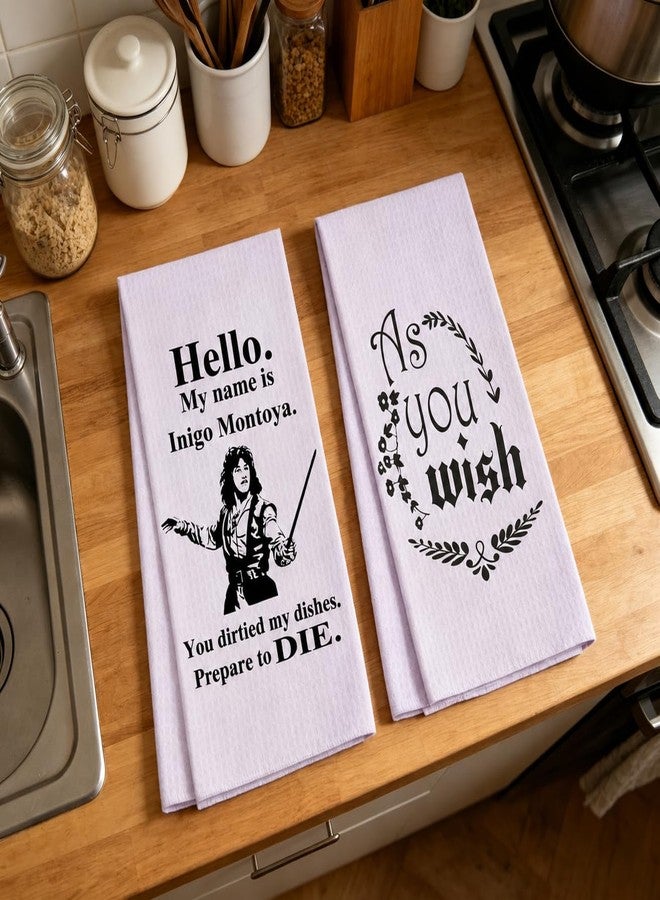 LXOMILL Inigo Montoya Funny Kitchen Towels, Princess Bride Movie Quote Gift, Vintage Dish Towels for Kitchen, Housewarming Hostess Gift, As You Wish, Set of 2 - Image 5