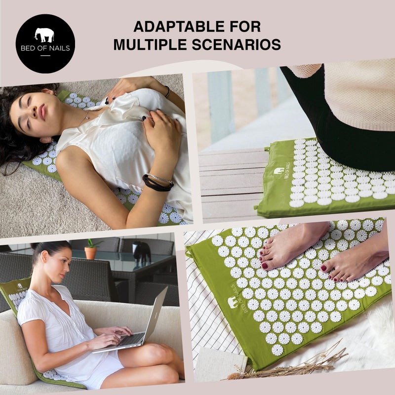 Bed of Nails The Original Premium Acupressure Mat, 8,820 Acupuncture Pressure Points for Back Pain Relief, Increased Energy, Relaxation, FSA/HSA Eligible, with Drawstring Bag, 29 x 16 x 1, Green - Image 3