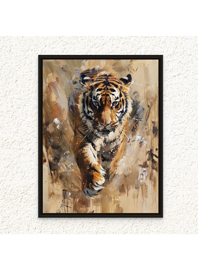Art Decor Art Decor Framed Canvas Wall Art of Tiger Painting Print Portrait Wild Animal in Jungle Wall Décor for Home Living Room Bedroom Home Décor Gifting  - Image 1