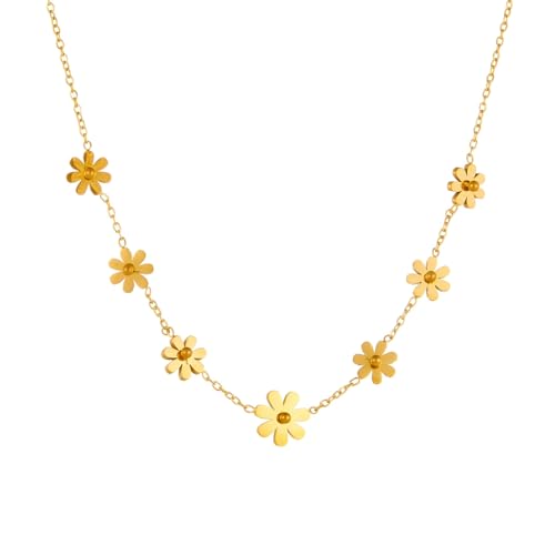 Aaishwarya 18K Gold Plated, Waterproof, Anti-Tarnish,Titanium Steel Floral Daisy Charm Necklace | Gift for Women and Girls - Image 1