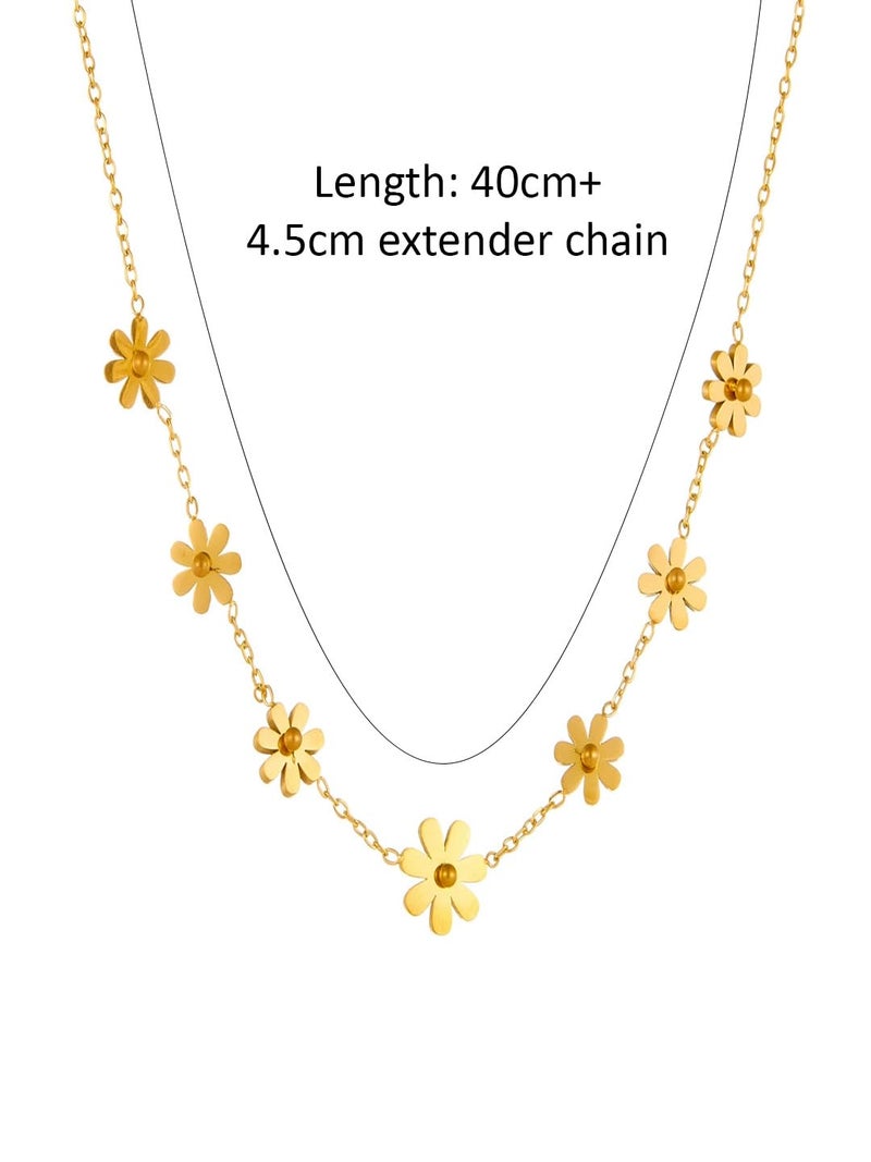 Aaishwarya 18K Gold Plated, Waterproof, Anti-Tarnish,Titanium Steel Floral Daisy Charm Necklace | Gift for Women and Girls - Image 4