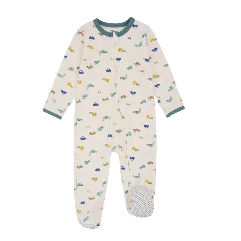 Aablexema Baby Footie Pajama with Mitten Cuffs, Double Zipper Infant Cotton clothes Sleeper Pjs, Footed Sleep Play(Car Style,9-12 Months) - Image 5