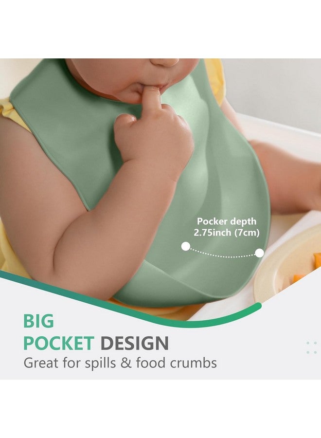 Cuddle Campus Set of 3 Silicone Bibs for Babies & Toddlers,Soft Adjustable Bibs with Pocket Food Catcher for Baby Girl,Boy(Set 1) - Image 4