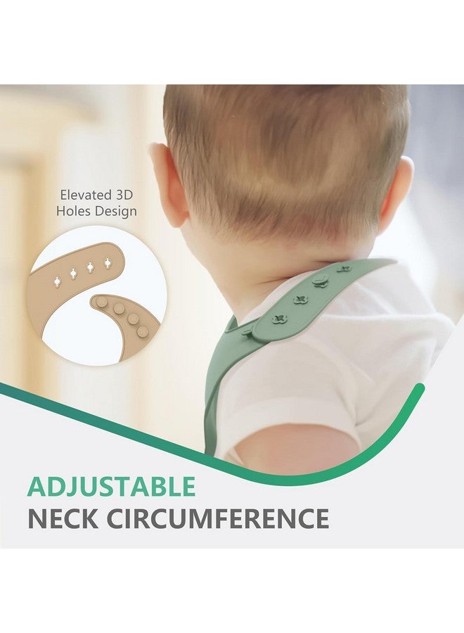 Cuddle Campus Set of 3 Silicone Bibs for Babies & Toddlers,Soft Adjustable Bibs with Pocket Food Catcher for Baby Girl,Boy(Set 1) - Image 5