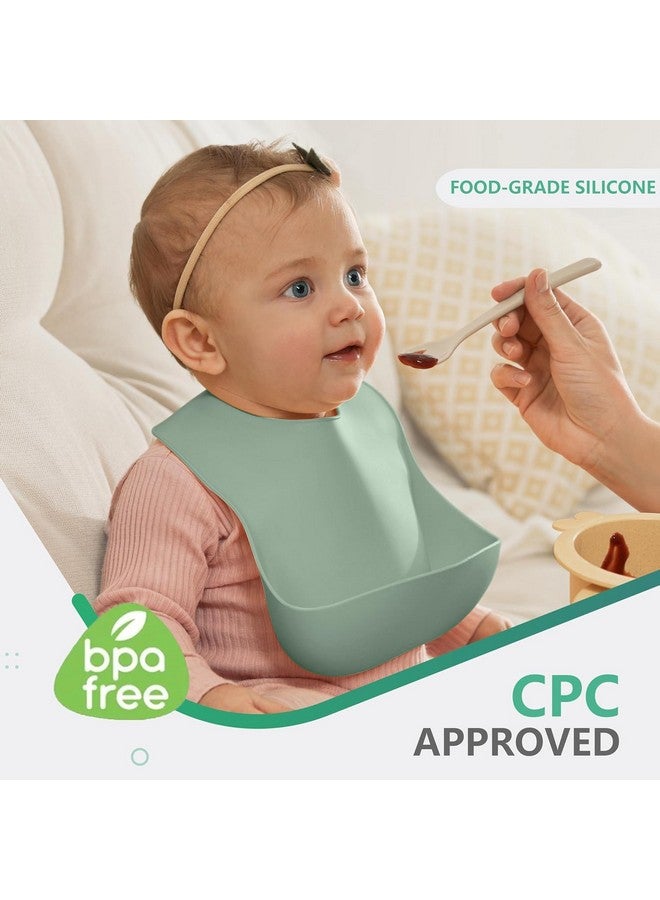 Cuddle Campus Set of 3 Silicone Bibs for Babies & Toddlers,Soft Adjustable Bibs with Pocket Food Catcher for Baby Girl,Boy(Set 1) - Image 2
