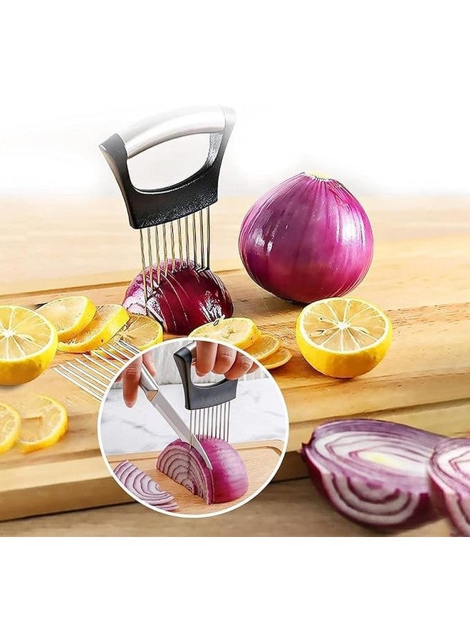 SKINPLUS Stainless Steel Onion Holder for Slicing,Onion Cutter for Slicing and Storage of Onions,Avocados,Eggs and Other Vegetables Black - Image 3