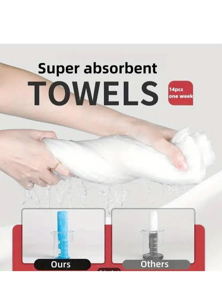 Temu 14pcs Portable Compressed Face Towels, Ultra Thick Gentle Exfoliation Disposable Face Towelette, Biodegradable Makeup Remover Dry Wipes , Super Soft Clean Facial Towels Wash Cloth for Sensitive Skin,14 Count,1 Pack - Image 1