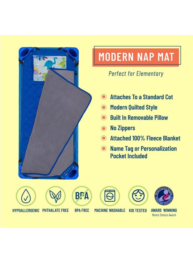 Wildkin Kids Modern Nap Mat with Reusable Pillow for Boys & Girls, Perfect for Elementary Sleeping Mat, Features Elastic Corner Straps, Soft Cotton Blend Materials Nap Mat for Kids (Dinosaur Land) - Image 2