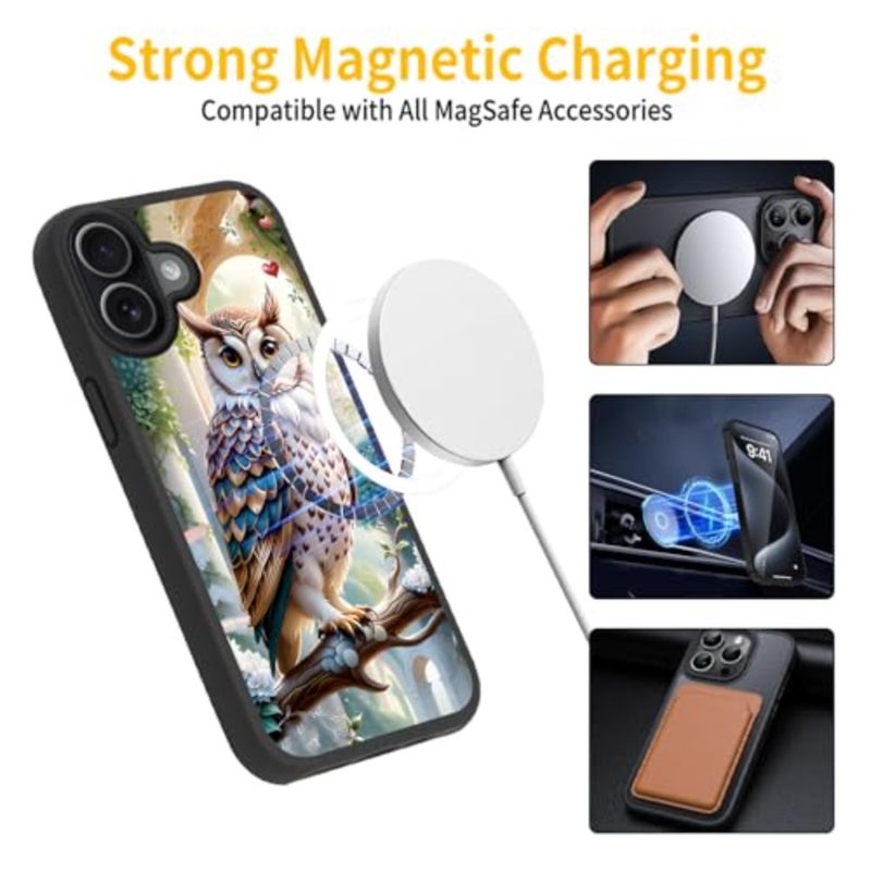 for Case 6.3 inch Forest Garden Owl Design, MagSafe Compatible Matte Translucent Cover, Anti Drop Solid, Retro Fantasy, Forest Decor - Image 5