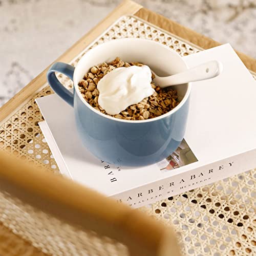 Wareland Soup Bowls with Handles & Spoons, 30oz Ceramic Ramen Bowl with Lid, Large Soup Mugs/Cups for Instant Noodle, Big Cereal Bowls for Oatmeal, Soup Containers with Lids, Set of 2, Sky Blue - Image 5