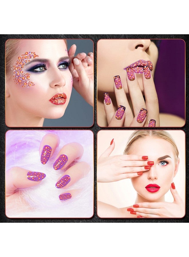 تيكيونايت 2000 قطعة من أحجار الراين ذات الظهر المسطح 6 مقاسات (1.56 مم) أحجار الراين الكريستالية المستديرة مع ملقط وقلم التقاط من أحجار الراين للحرف اليدوية وملابس الأظافر وحقائب الأحذية الفنية (برتقالي) - Image 4