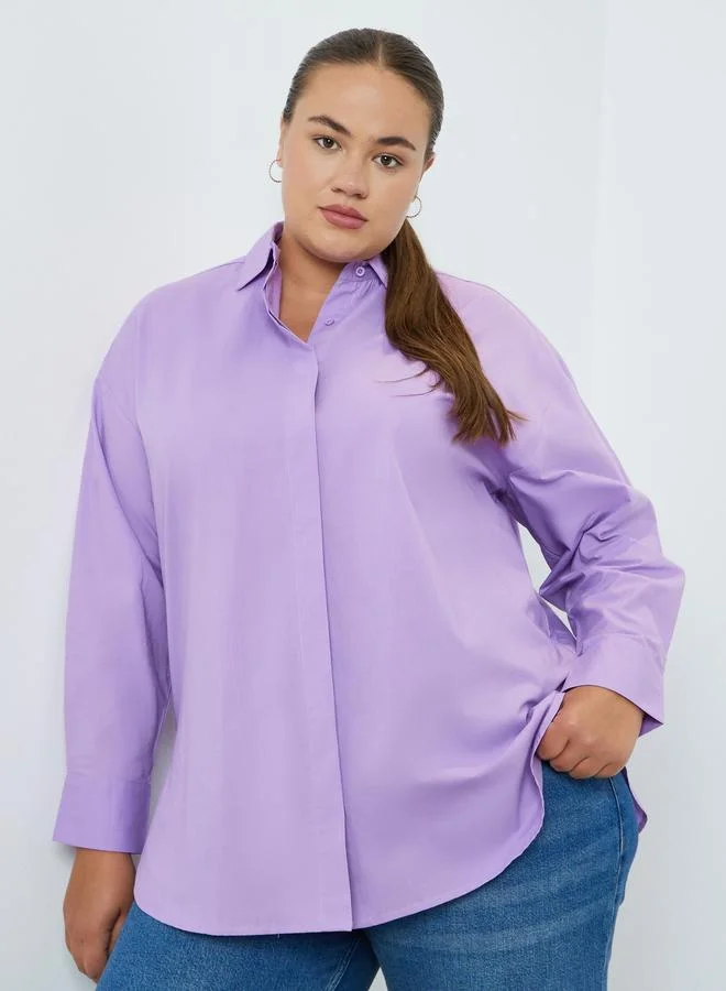 Styli Plus Size Solid Oversized Shirt