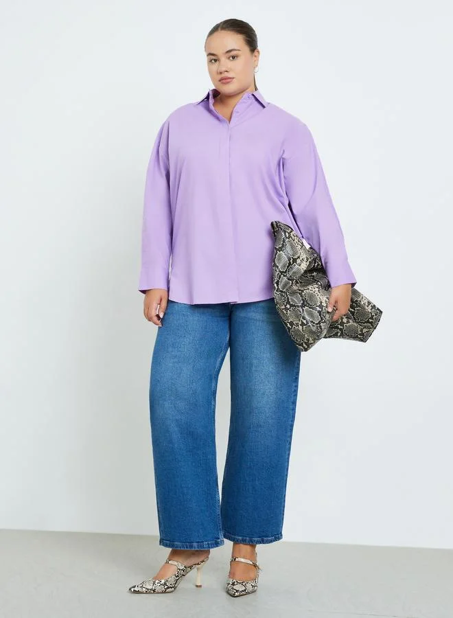 Styli Plus Size Solid Oversized Shirt
