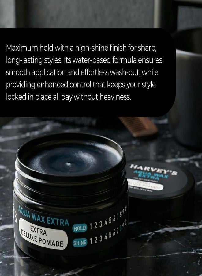 Harvey's Aqua Wax Extra Deluxe Pomade 100g - Maximum Hold, High Shine Finish, Water-Based Hair Wax, For All Hair Types - Image 5