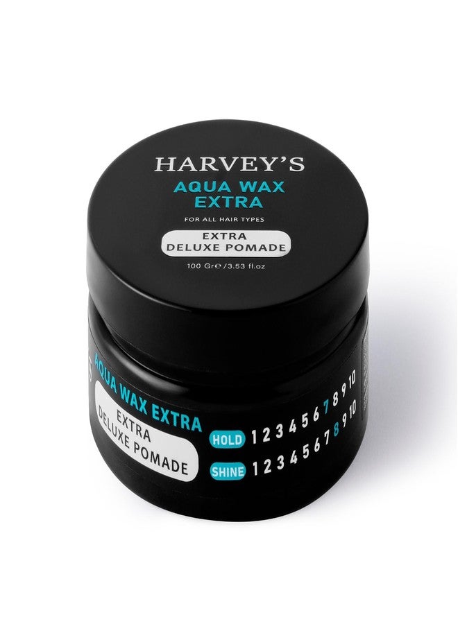 Harvey's Aqua Wax Extra Deluxe Pomade 100g - Maximum Hold, High Shine Finish, Water-Based Hair Wax, For All Hair Types - Image 1