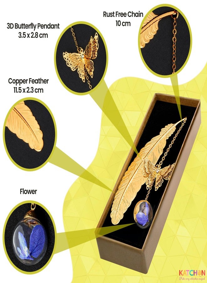 KatchOn, Metal Feather Bookmark with Butterfly Charm | Valentines Day Gifts for Teachers, Valentines Day Gifts for Her | Teachers Gift, Bookmarks for Women, Mom | Girls Readers Book Lovers, Coworker - Image 3