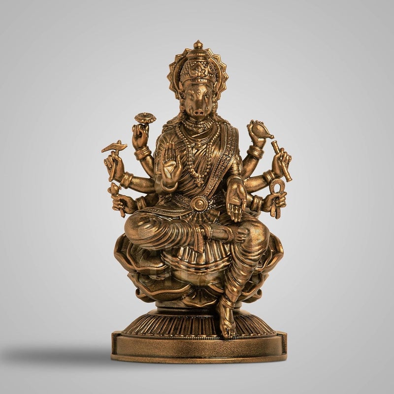 SILAII Goddess Varahi Amman Sculpture Antique Bronze Finish Handcrafted Statue for Puja Room Home Decor and Gifting 6 Inches