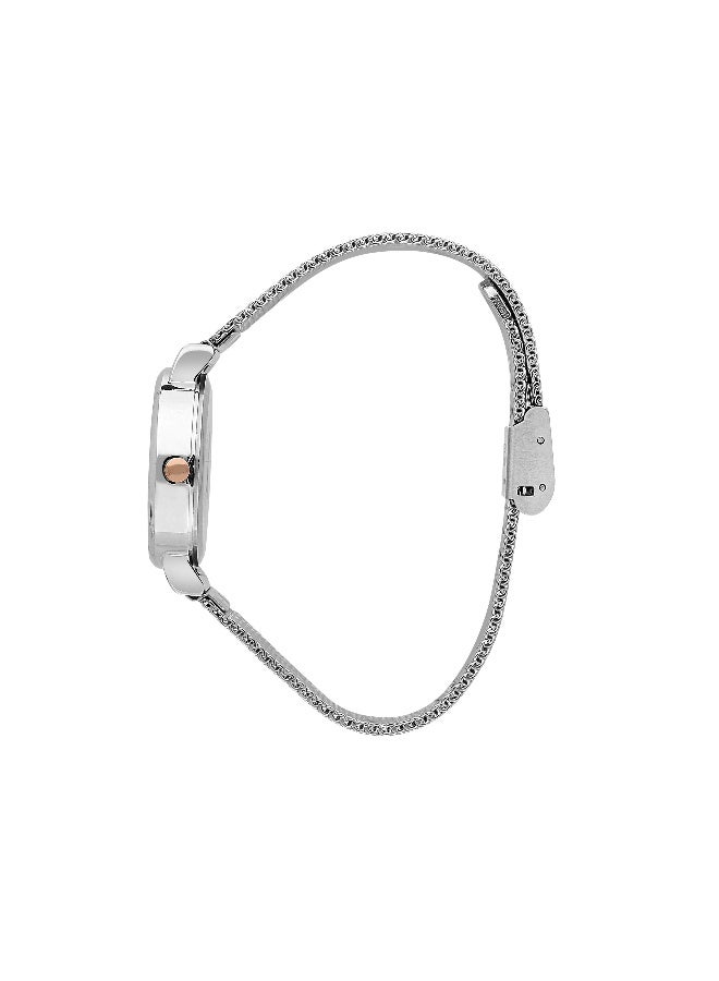 B&G Women's White Round Analog Dial with Silver Metal Band Watch - 30mm - R3853286501 - Image 3