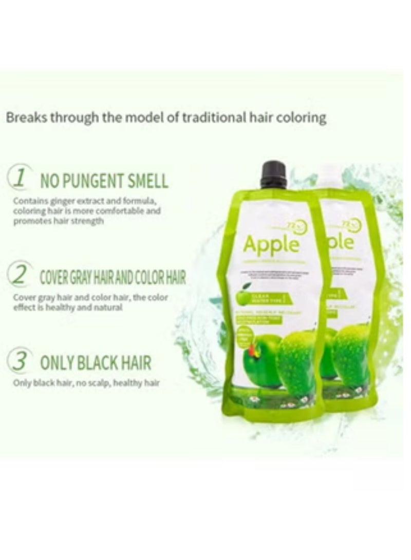 Apple Fruit Black Hair Cream Natural Black Hair Dye - 500ml+500ml - Image 2