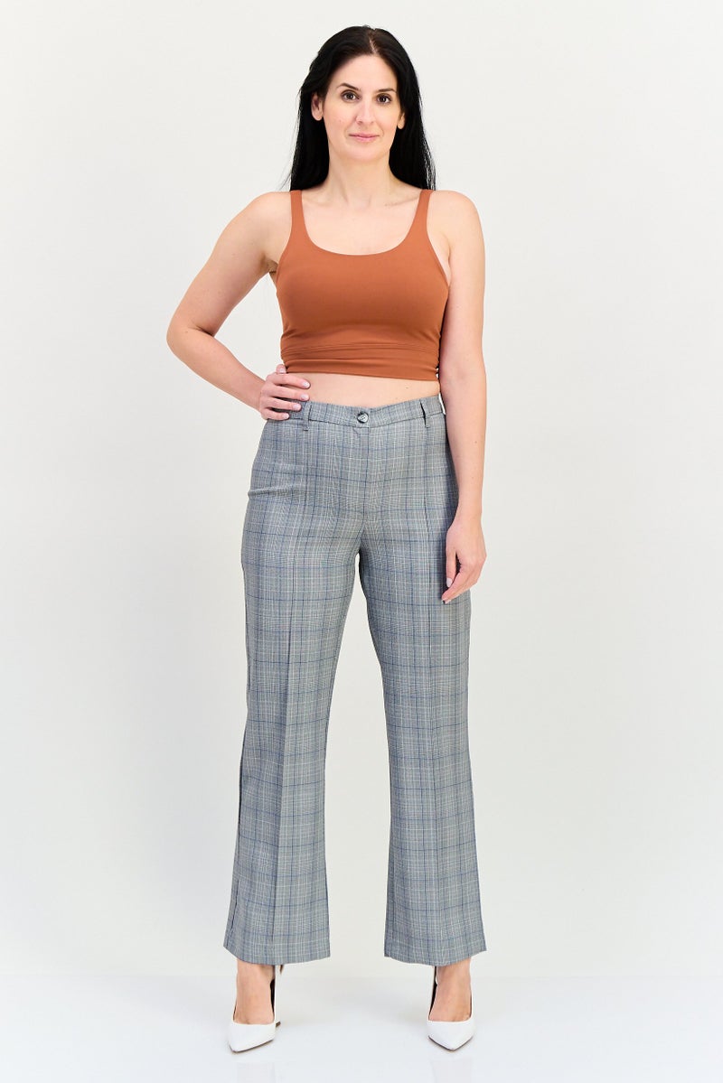 trendyol Women Regular Fit Micro Checked Wide Leg Pants, Multicolor - Image 4