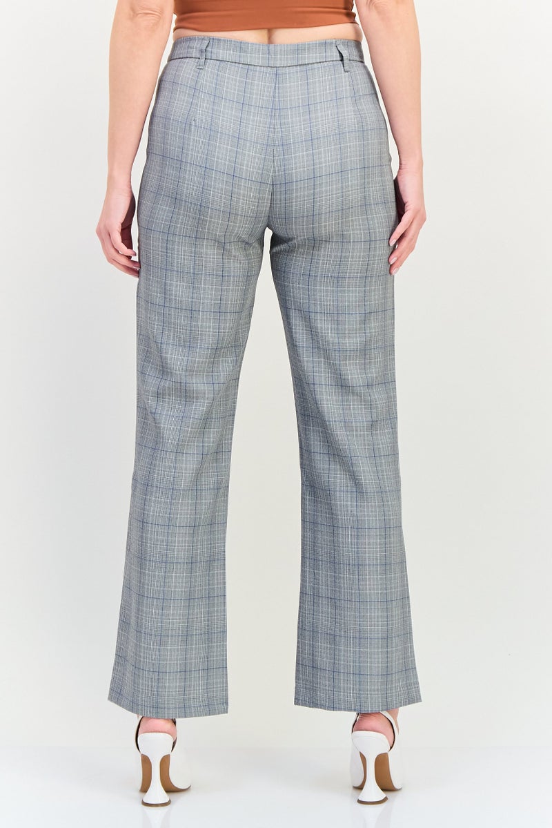 trendyol Women Regular Fit Micro Checked Wide Leg Pants, Multicolor - Image 3