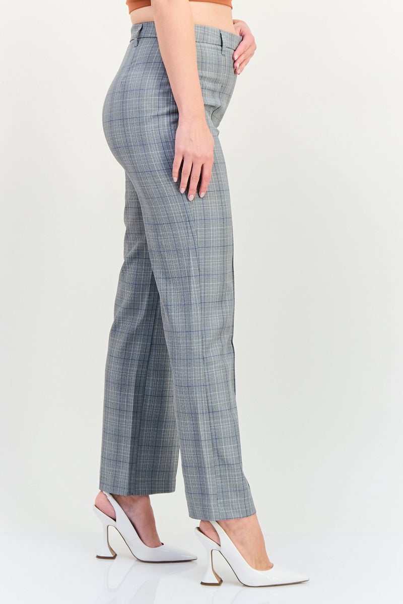 trendyol Women Regular Fit Micro Checked Wide Leg Pants, Multicolor - Image 2