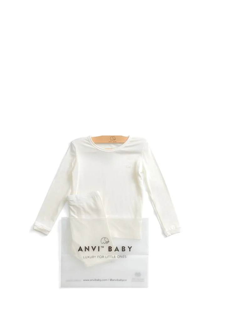 Anvi Baby Bamboo Spandex Pajama 2T White