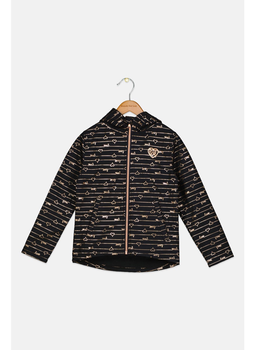 Body Glove - Kids Girls Allover Print Softshell Jacket, Black - Image 1