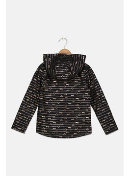 Body Glove Kids Girls Allover Print Softshell Jacket, Black  - Image 2