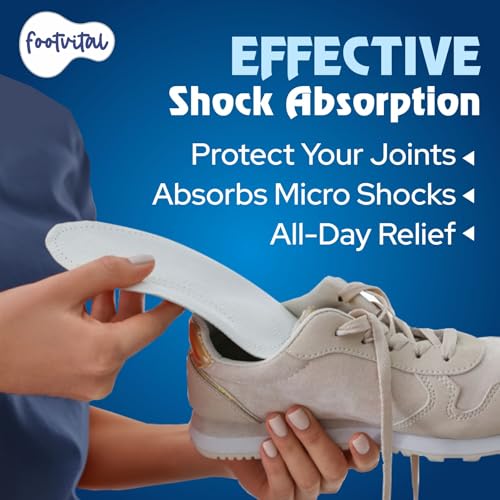 Footvital Orthopaedic Gel Insoles | Dual Gel Technology | Shock Absorbing Inserts for Heel and Arch Support | For Long Standing, Walking and Running | Fits All Shoes | Trim to Fit | For Men and Women | 1 Pair | Small (4-6) - Image 4