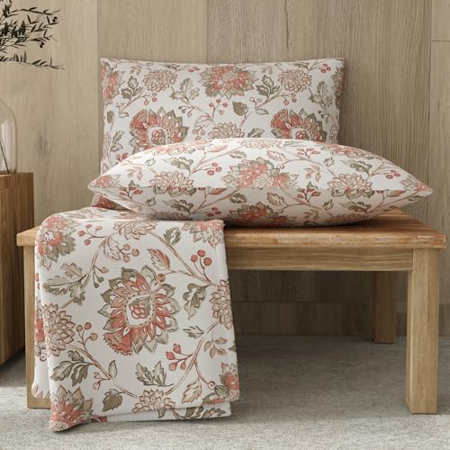 Layers Zen Cotton Blend 225 CVC Multicolor Jacobean Print Double Bed Sheet Set | 1 Double Bedsheet & 2 Pillow Cover | Breathable & Anti-Wrinkle | 2.54m x 2.23m - Image 5