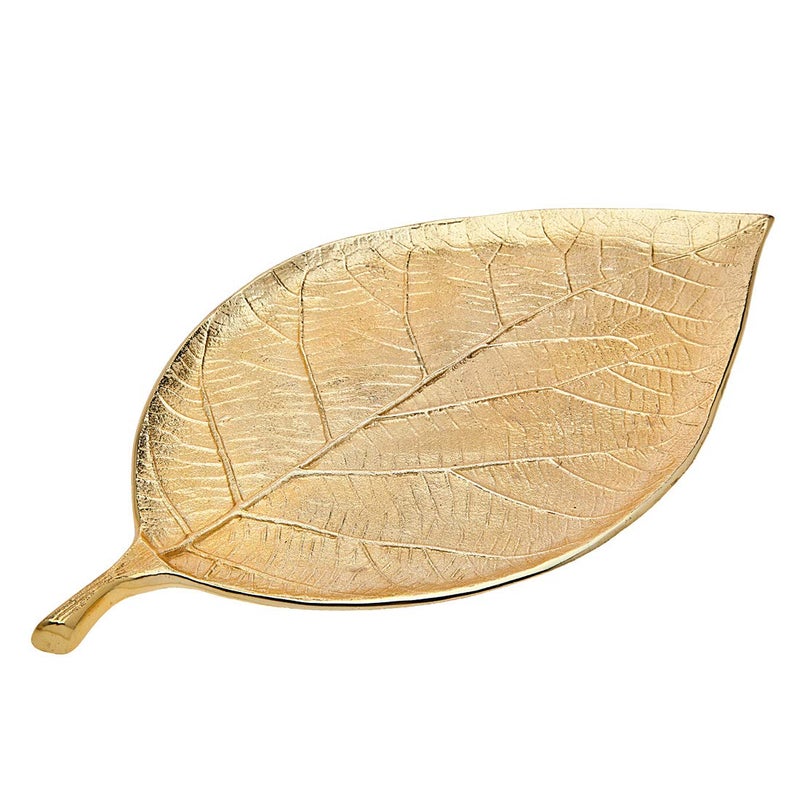 Godinger Gold Leaf Decorative Serving Tray for Appetizers Desserts Hors Dvour Dish  Medium