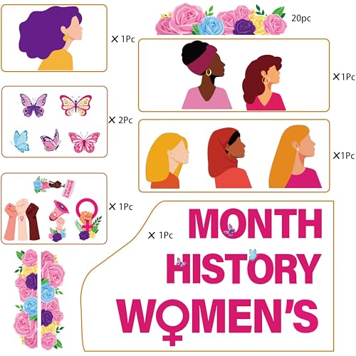 Biswiter Womens History Month Bulletin Board Decorations, Women History Month Banner Backdrop Decor for International Women's Day, Women’s History Month Decorations for Classroom Blackboard Wall Door - Image 5