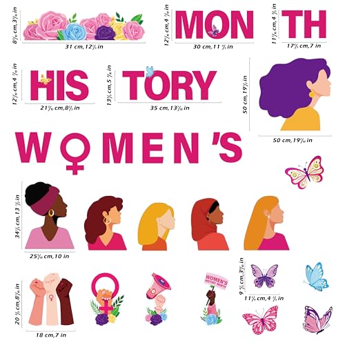 Biswiter Womens History Month Bulletin Board Decorations, Women History Month Banner Backdrop Decor for International Women's Day, Women’s History Month Decorations for Classroom Blackboard Wall Door - Image 4