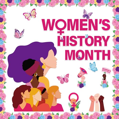 Biswiter Womens History Month Bulletin Board Decorations, Women History Month Banner Backdrop Decor for International Women's Day, Women’s History Month Decorations for Classroom Blackboard Wall Door - Image 1