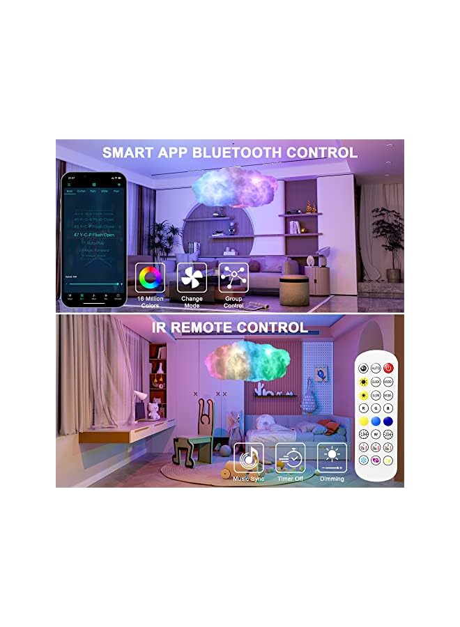 The Bros 3D RGB LED Cloud Night Light - Smart APP & Remote Control, USB Lamp for Bedroom, Adults, Children, Kids, Baby, Party Decor - Image 3