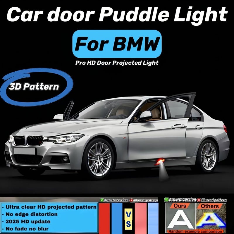 3D Pattern One High Definition Car Door Puddle Light Compatible With F20 F22 F30 F32 G30 F26 F15 And G32 Models 3 Series 2 Series 4 Series 5 Series 6 Series 7 Series And X5 Without Battery - Image 1