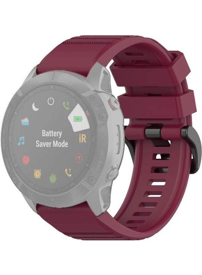 NIBEMINENT Quick Release Official Texture Wrist Strap For Garmin Fenix 6X 26mm Wine Red - Image 1
