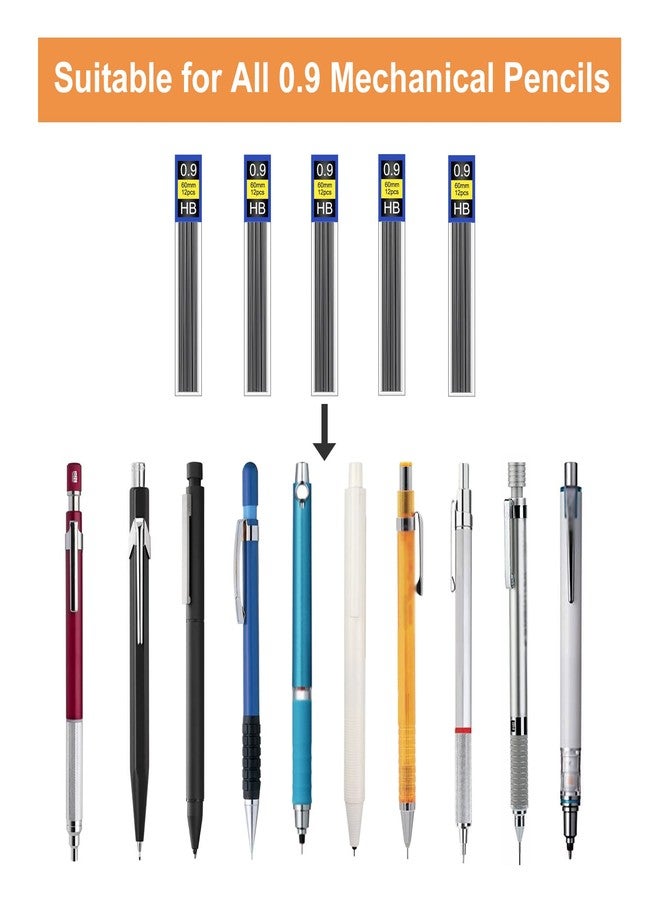 موريباك عبوة مورباك 0.9، 720 قطعة من عبوات إعادة تعبئة الرصاص 0.9 مم لأقلام الرصاص الميكانيكية، رصاص قلم رصاص 0.9 مم HB، رصاص ناعم مقاوم للكسر، 60 أنبوبًا - Image 3