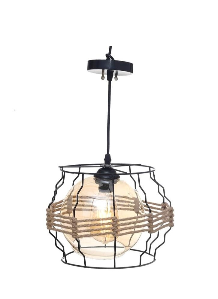 Generic Round chandelier metal and modern clay Black UnSaLi-26  - Image 2