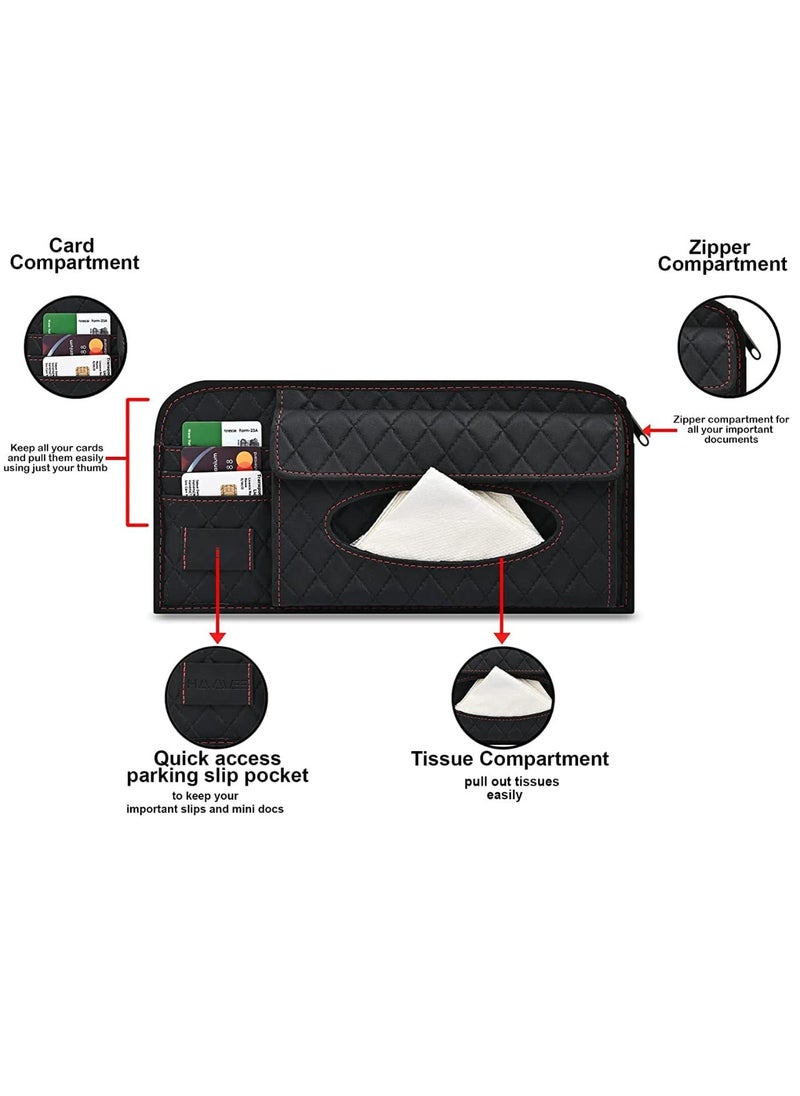 PegasusPremium Pegasus Premium Leatherette Car Tissue Box Holder for Home Office Car Automotive Decoration BlackRed  - Image 3