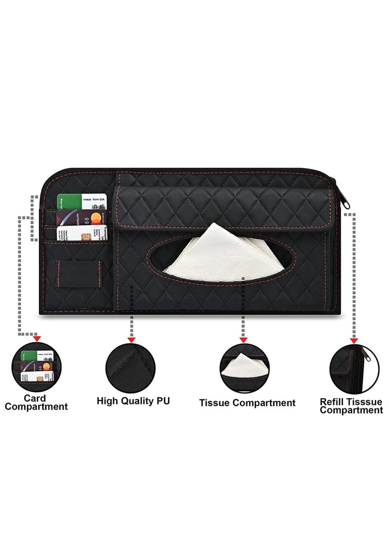 PegasusPremium Pegasus Premium Leatherette Car Tissue Box Holder for Home Office Car Automotive Decoration BlackRed  - Image 2