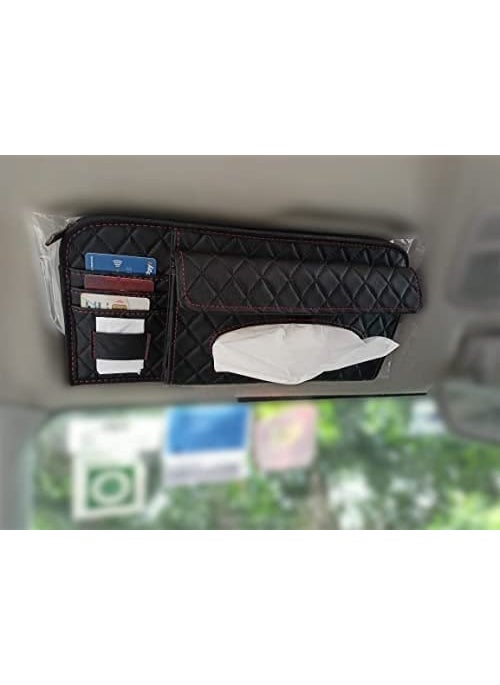 PegasusPremium Pegasus Premium Leatherette Car Tissue Box Holder for Home Office Car Automotive Decoration BlackRed  - Image 1