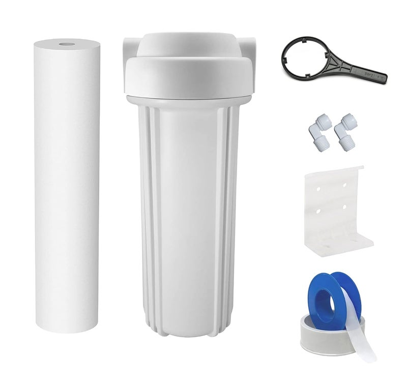 Ocean Drop Water Filter Whole House RO PreFilter Housing for Dirt Sand Slit Rust and ScaleClear White ro Housing 14 Ports White Flat Cap IMPORTEDWHITE7PCSSET wAccessories - Image 1